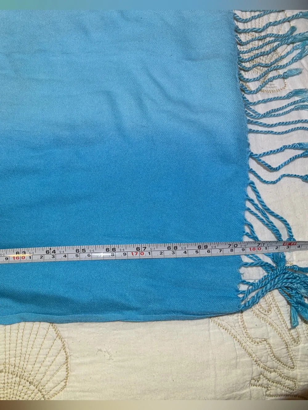 20” x 70” Light Blue Ombre Fringe Hem Women's Scarf Shawl Wrap Sarong Pareo. OS